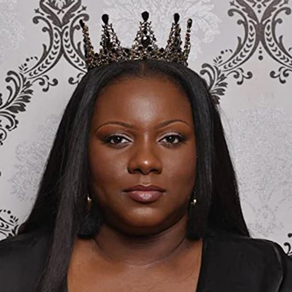 BLACK and Silver Crystal Rhinestone Metal Queen Crown Tiara Hair Accessory - Picture 3 of 9